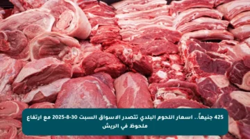 425 جنيهاً.. أسعار اللحوم البلدي تتصدر الأسواق السبت 30-8-2025 مع ارتفاع ملحوظ في الريش